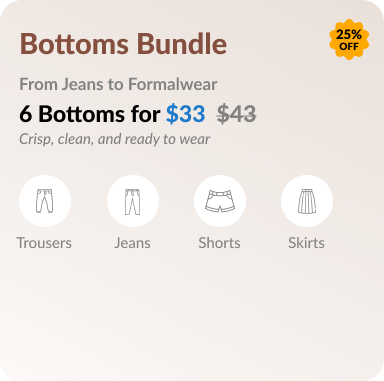 Piing offering Bottoms bundle laundry pricing with great value in Singapore