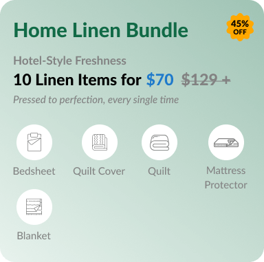Piing offering Home Linen bundle laundry pricing with great value in Singapore